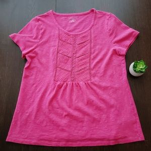 🔥$5 TALBOTS Pink Embroidered Top Petite
